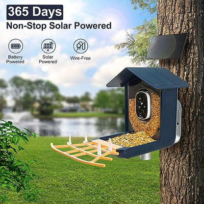 Bird Feeder with Camera Wireless Outdoor, Smart Bird Feeder with Camera Solar Powered, Automatic Video Capture & Motion Detection, 64G SD Card,