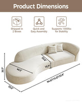 Anzhap 110" Luxury L-Shaped Curved Sofa – Modern Plush Microfiber Couch with Rounded Corners, Ergonomic High-Density Foam, Solid Wood Frame, Elegant Living Room Couch,Left Anzhap