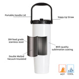 PYD Life 4 Pack Sublimation Tumblers Blanks 36 OZ White Vacuum Insulated with Portable Lid and Sippy Up Straw Travel Coffee Mugs Cups for Tumbler Heat Press Sublimation Oven Printing PYD Life