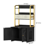 YITAHOME 27" Cat Litter Box Enclosure with Storage Shelves, Large Hidden Cat Litter Box Furniture with 2 Drawers & Soft Cusion, Wooden Hidden Cat Cabinet Washroom Corner, Black YITAHOME