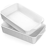 Casserole Dishes for Oven, Ceramic Baking Dish 9x13,4.2 Quarts Casserole Dish with Handles,2 Pack Lasagna Pan Deep Baking Pan Set Bakeware Oven Safe Baking Dishes for Oven,Lasagna,Wedding Gift, White Dizada