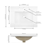 JONATHAN Y SNK1001A Ancillary 3-Hole 24 in. W x 18.25 in. D Classic Contemporary Rectangular Ceramic Single Sink Basin Vanity Top, White JONATHAN Y