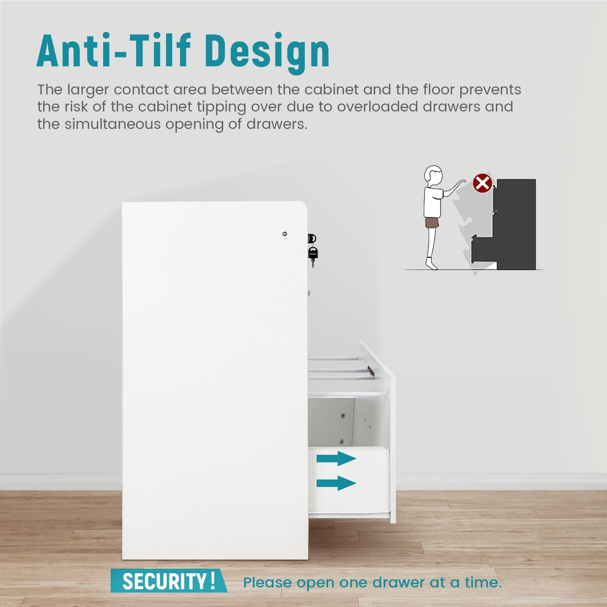 YORKING Wood Lateral File Cabinet with Lock, Storage Filing Cabinet with Full Extension Lockable Drawer Fits A4/Letter/Legal Size File Cabinets for Home Office Organizer, White, 2 Drawers YORKING