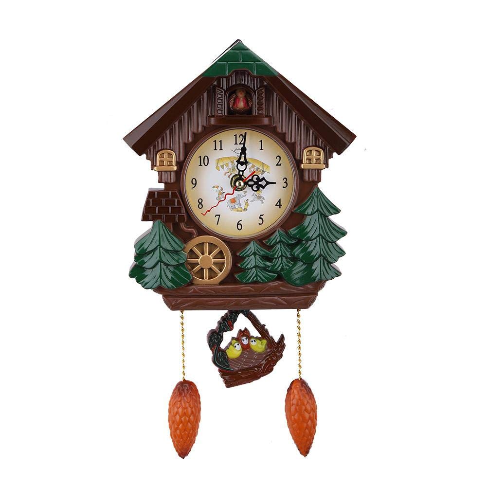 AUNMAS Wall Clock Traditional Chalet Tabletop Wall Sound Cuckoo Clock Tree House Clock for Bedroom Living Room School Office Decoration AUNMAS