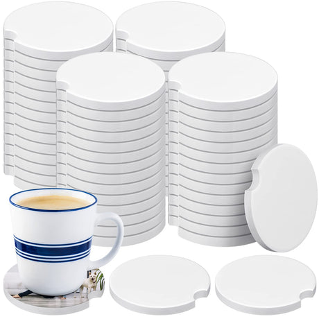 Ceramic Car Sublimation Blanks Cupholders Sandstone for Car Cup with Finger Notch for Easy Removal Car Ceramic Auto Cupholder Keep Vehicle from Cold Drink Sweat Stain Spill (24 Pieces) Frienda