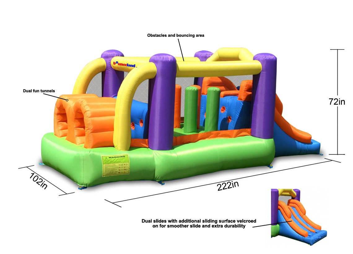 Bounceland Bounce House Inflatable Bouncer Obstacle Pro-Racer Combo Slides Bounceland