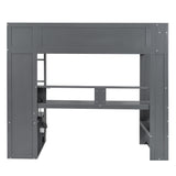 RuiSiSi Twin Size Dark Grey Gaming Loft Bed with Desk, LED Lights & Storage Solutions RuiSiSi