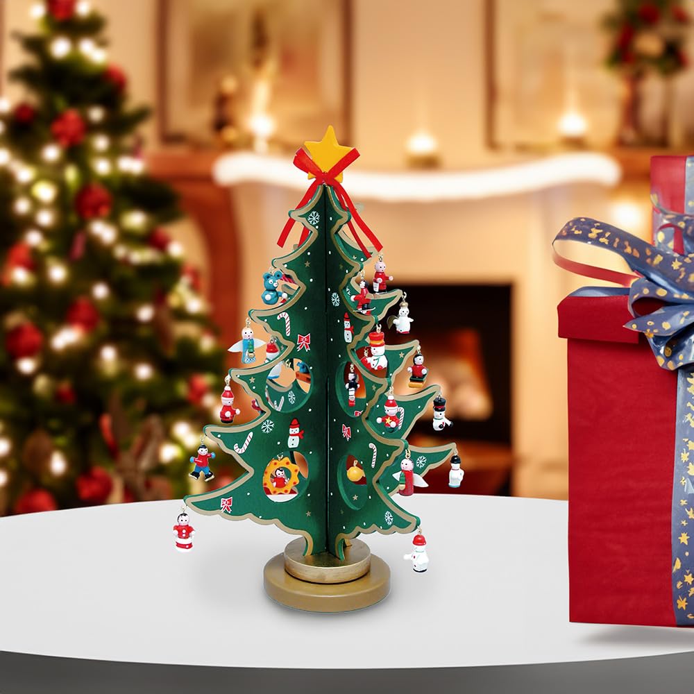 Kurt Adler Tree with Miniature Wooden Ornament, Multi Color 11.75in Kurt S. Adler