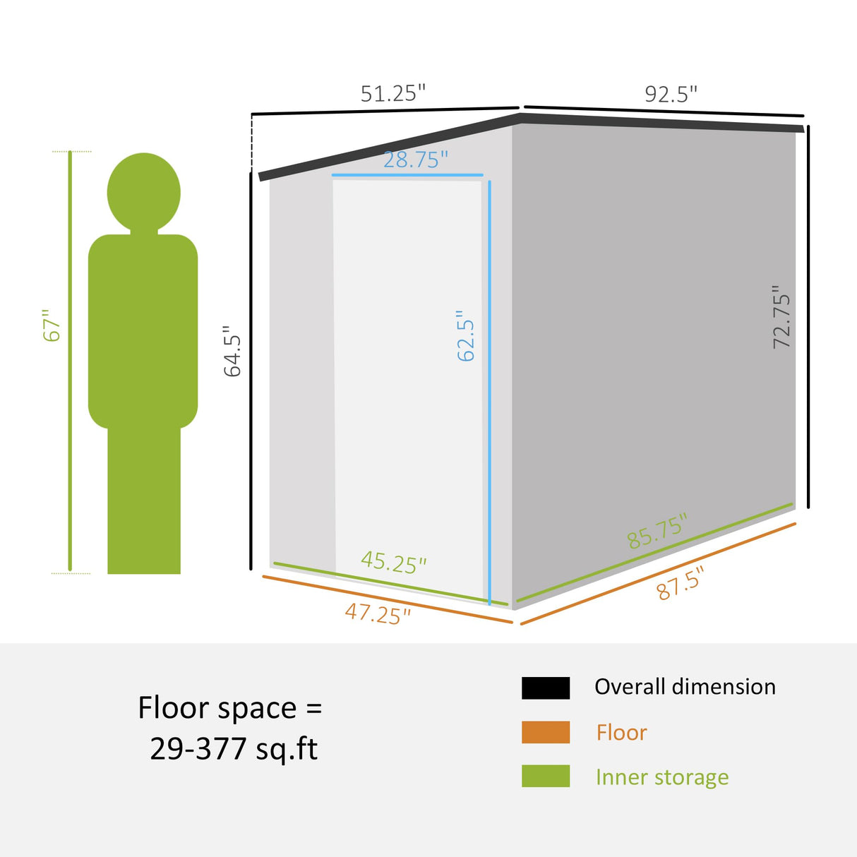 Outsunny 4' x 7.7' Metal Outdoor Storage Shed, Lean to Storage Shed, Garden Tool Storage House with Lockable Door and 2 Air Vents for Backyard, Patio, Lawn, Dark Gray Outsunny