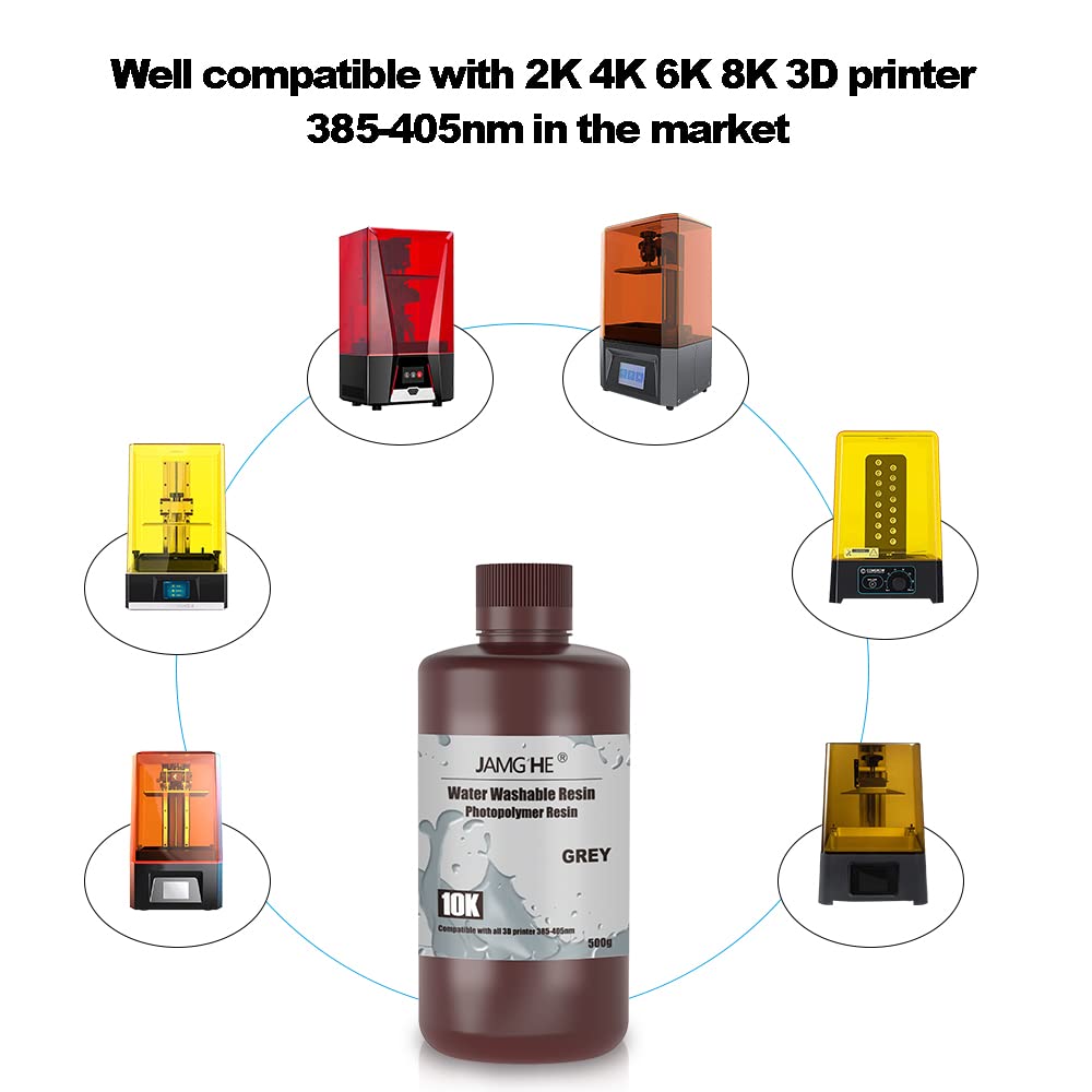 JAMG HE Rapid UV-Curing Resin 405nm, Dental Model Resin for Orthodontic Brace Water Washable with Lower Shrinkage & High Presicion Grey 500g JAMG HE