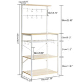 YMYNY Kitchen Baker's Rack, Microwave Oven Stand with Storage Shelves, Wine Holders, S-Hooks, Adjustable, Metal Frame, Natural Color UHBR001R YMYNY