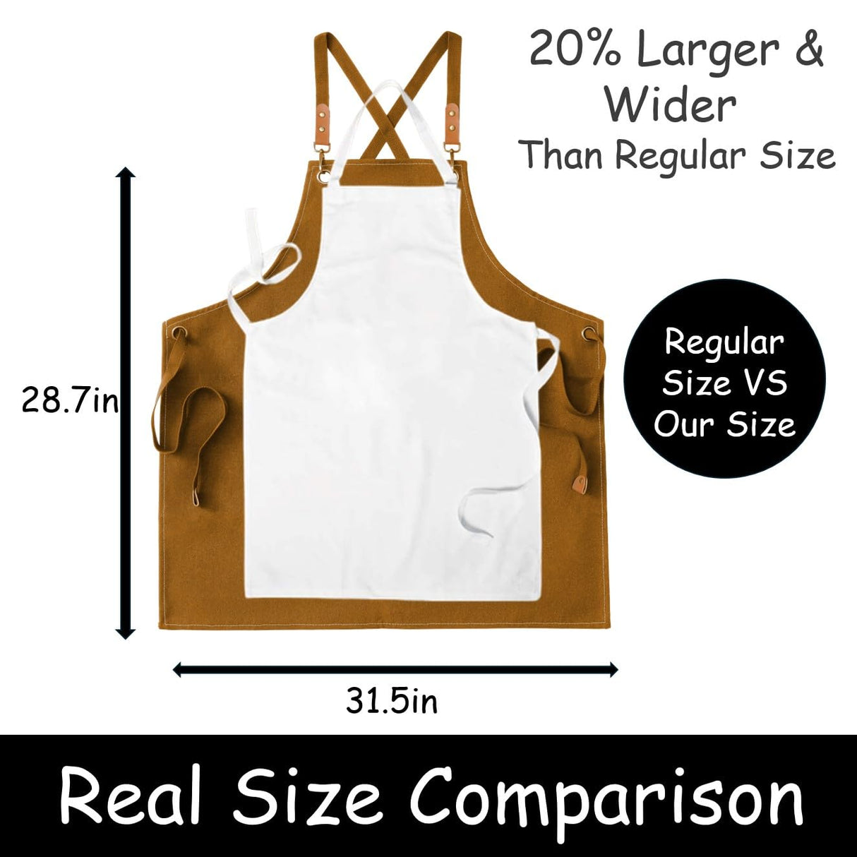 King Mills Plus Size Aprons For Men Women With Large Pockets, Cotton Canvas Cross Back Adjustable Apron, Also For Gardening, Wood Working And Metal Working, And Can Be Carpenter or Pottery Apron. KHI King Mills