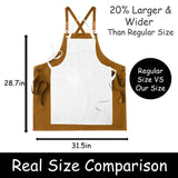 King Mills Plus Size Aprons For Men Women With Large Pockets, Cotton Canvas Cross Back Adjustable Apron, Also For Gardening, Wood Working And Metal Working, And Can Be Carpenter or Pottery Apron. KHI King Mills