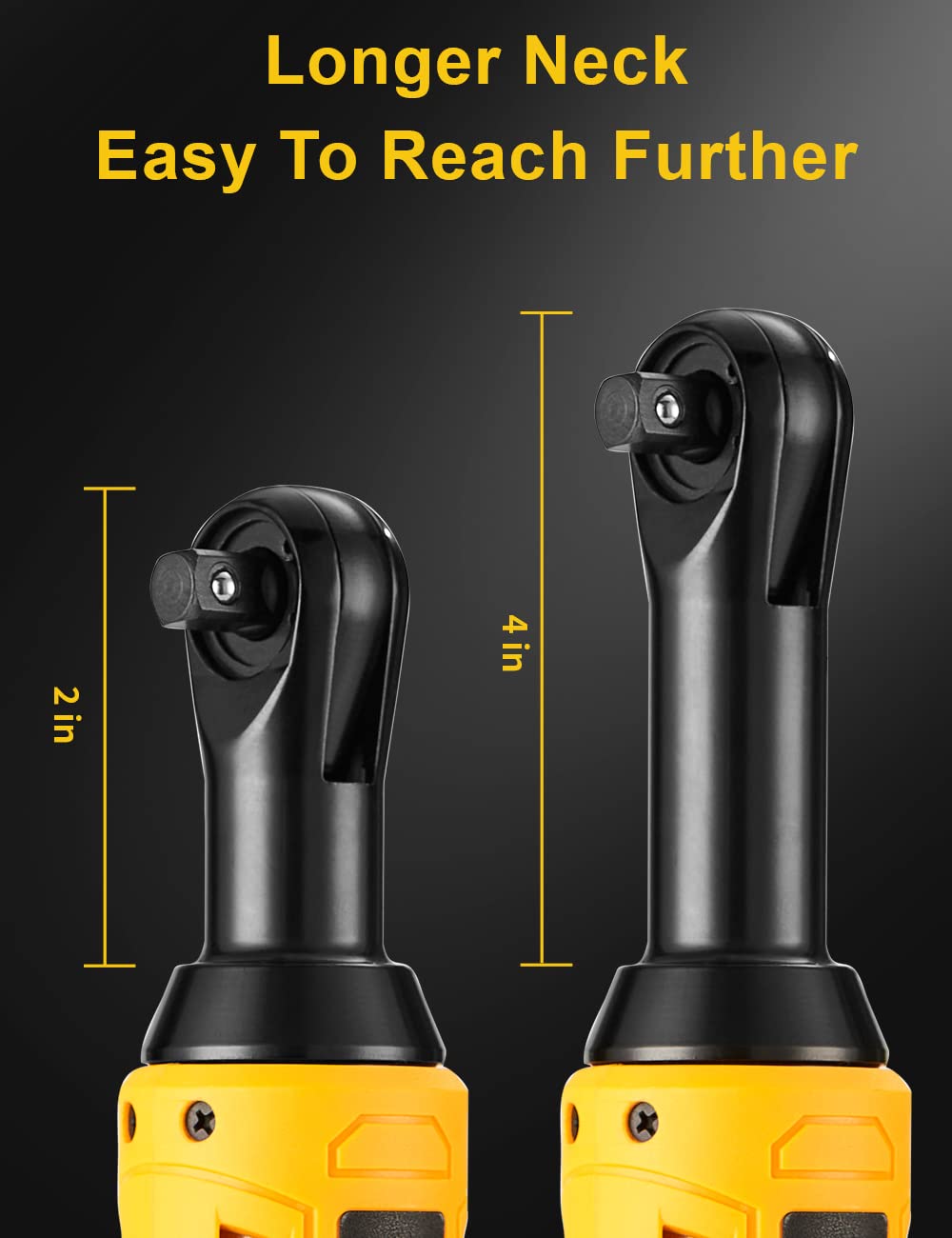 VTEK 3/8" Extended Cordless Ratchet Wrench 16.8V Electric Ratchet Wrench,40 Ft-lbs 400RPM Power Ratchet Wrench VTEK