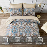 Drucon Brown Paisley Comforter Set Full, 7 Pieces Bed in a Bag Brown Paisley Pattern Comforter Soft Microfiber Bedding Set Full Size with Sheet and Pillowcases for Men Women Drucon