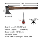 Throwing Axe, Throwing Hatchet for Professional Axe Throwing Competitions, 19" Wooden Handle with 1.6 lbs 1065 High Carbon Steel Head, Perfect Balance and Agile Control THRWCLUB