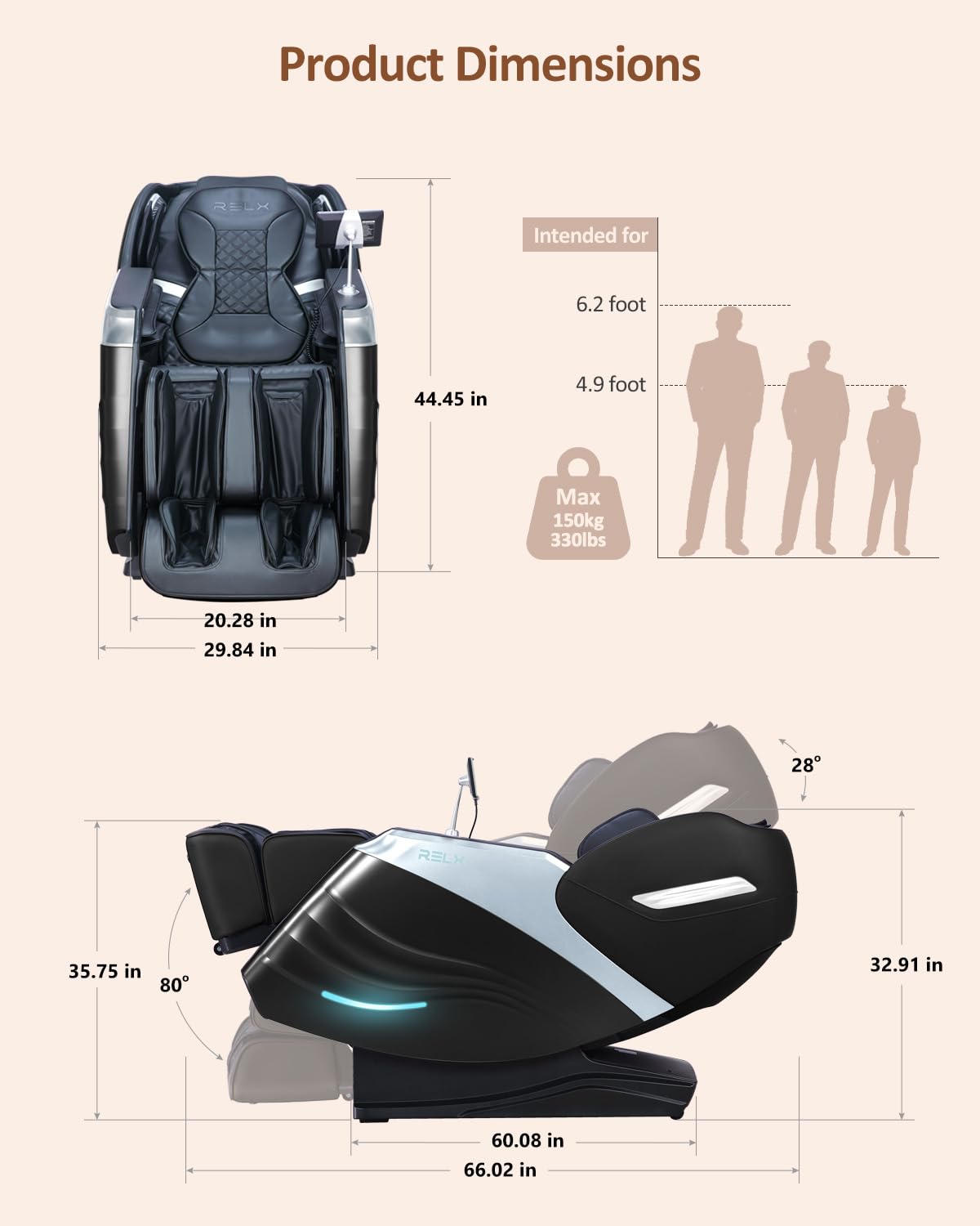 RELX 2025 Massage Chair Full Body, 15 Modes Zero Gravity SL-Track Shiatsu Massage Chair Built-in Heat System, Airbag Massage with Body Scan, Deep Yoga Stretch, Calfrest Extension and AI Control(Black) RELX