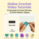 JC CRAFT Deluxe Beginner Crochet Kit – 116-Piece Set with 20 Yarns, Ergonomic Hooks, Accessories, Book for Beginners & Online Tutorial – DIY Starter Kit for Adults & Kids with Purple Bag & Case JC CRAFT