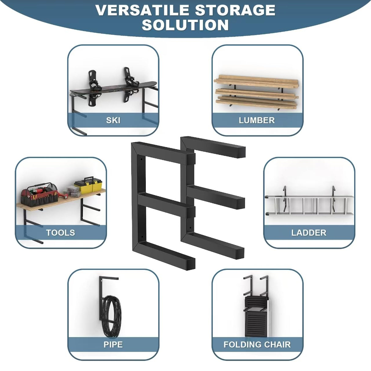 Ultrawall Lumber Storage Rack Wall Mount Wood Storage Racks, Metal Wood Organizer Racks for Shed, Workshop, Garage, Holds Up 220 LBS Per Level (Pack of 2, Black) Ultrawall