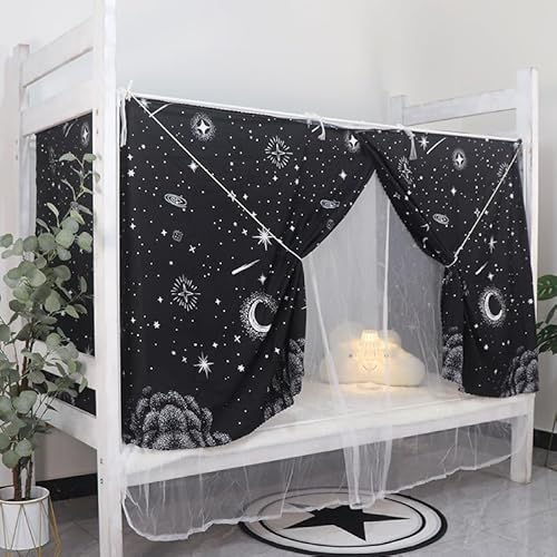 Dorm Bottom Bunk Bed Curtains Privacy Curtains 350g Dustproof Breathable Single Bed Blackout Curtains Panels Privacy Underbed Loft Bed Canopy Tent Curtain Shading Drapes for Dorm College Home 2 panels YMMMY ROSE