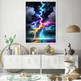 JFYHAB Lightning Diamond Art Kits for Adults, Lightning Diamond Painting Kits for Beginners, DIY 5D Sky Diamond Painting with Round Gem Art Kits for Adult for Gift Home Wall Decor 12x16 Inch JFYHAB