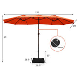 Tangkula 15 Ft Patio Double Sided Umbrella with Base, Extra Large Market Outdoor Twin Table Umbrella with Crank Handle Tangkula