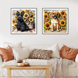 Stalente Diamond Painting Kits for Adults Dog and Sunflower, 9 Pack 5D Diamond Art Kits for Beginners Round Full Drill Diamond Painting for Home Wall Decoration Gift 12×12inch, Animal Flower Stalente