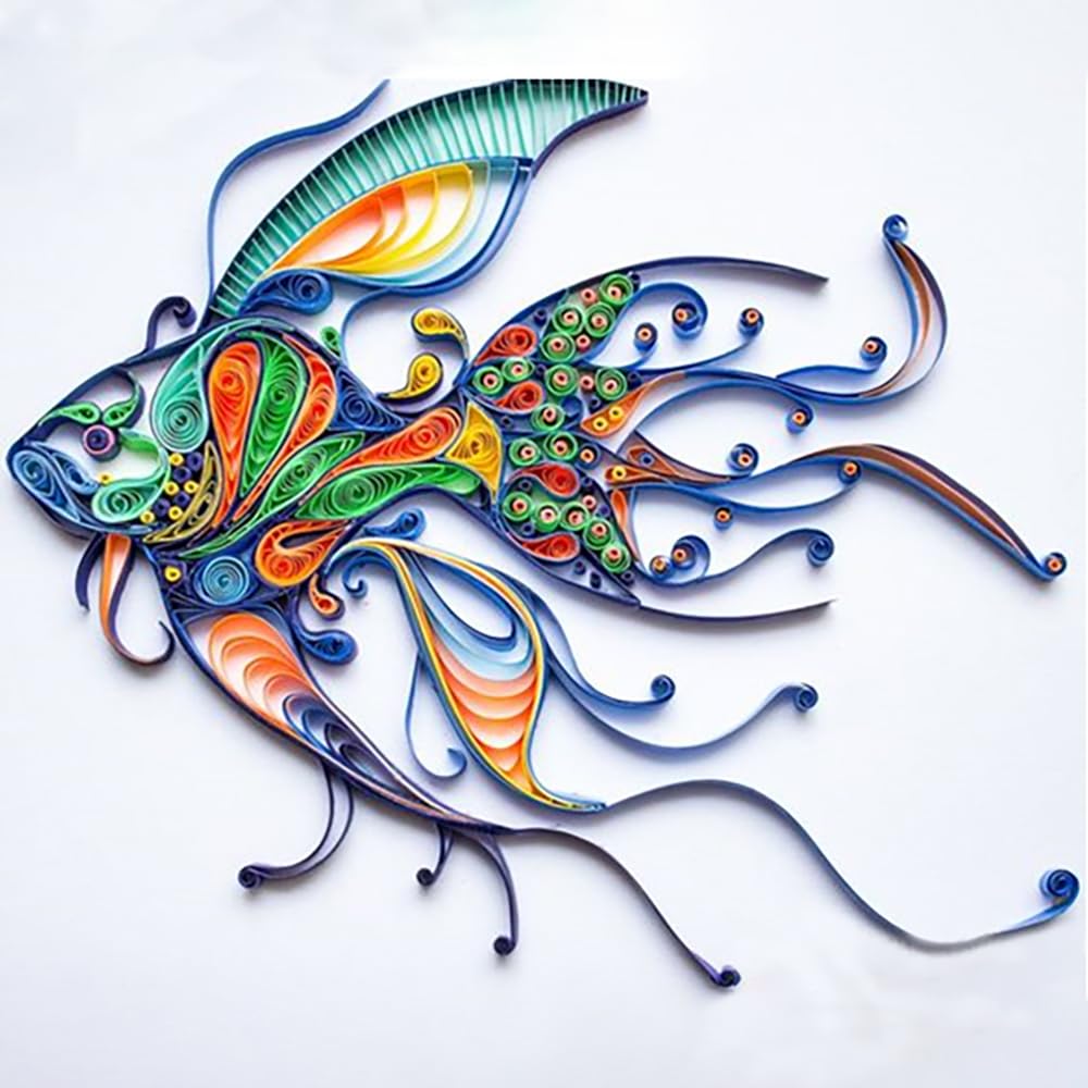 Fish Paper Quilling Kit Paper Quilling Craft Great for DIY Learning Class, Home Decoration, Birthday Gift,Parent-child interaction.It's Suitable for Children and Craftsmen.Creative Stress Reliee MerainMe