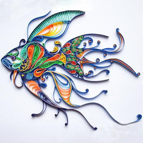 Fish Paper Quilling Kit Paper Quilling Craft Great for DIY Learning Class, Home Decoration, Birthday Gift,Parent-child interaction.It's Suitable for Children and Craftsmen.Creative Stress Reliee MerainMe