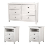 BTDWI Farmhouse 6 Drawer Dresser & 2 Nightstand Sets 3 Piece for Bedroom, Wood Dresser with Metal Handle for Bed Room, Light Beige BTDWI