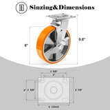 W B D WEIBIDA 8-Inch Industrial Grade Casters Wheels, Heavy Duty Casters Set of 4 with Brake 6000 LBS, Maintenance-Free Polyurethane on Aluminum Wheels, Plate Swivel Casters for Industrial W B D WEIBIDA
