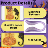 WEBEEDY 20 Sets Halloween Paper Quilling Kit for Adult Beginner 5 Styles Spooky Castle Pumpkin Cross Happy Halloween Greeting Card Making Kit with Instruction Handmade Card for Party Decor WEBEEDY