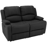 Camper Comfort 58" Wall Hugger Reclining RV Theater Seats | Double Recliner RV Sofa | RV Couch | Wall Hugger Recliner | RV Theater Seating | RV Furniture (Manual, Black w/White Stiching) Camper Comfort
