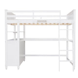 Harper & Bright Designs Full Size Loft Bed with Desk and Dresser, Wooden Loft Bed Full with Storage Drawers and Shelves for Kids Teens Adults, No Box Spring Needed,White Harper & Bright Designs