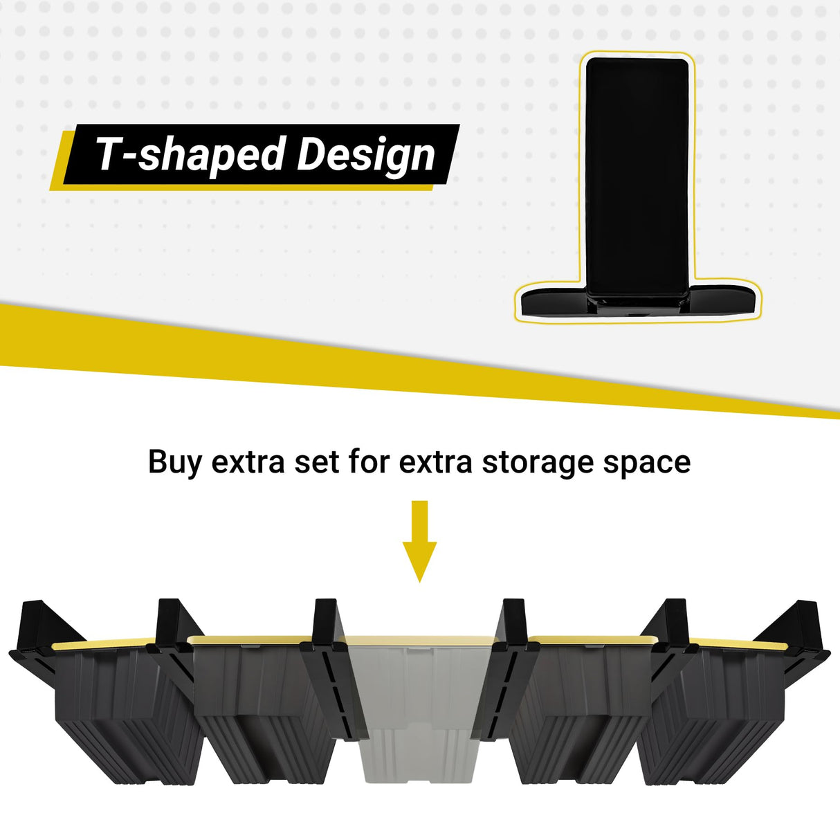 Eastrexon 5-bin Overhead Garage Storage Rack, Heavy Duty Ceiling Storage Racks, Powder Coated Tote Storage Rack for Garages, Sheds, Storerooms (6 PCS, for 5 Bins) Eastrexon