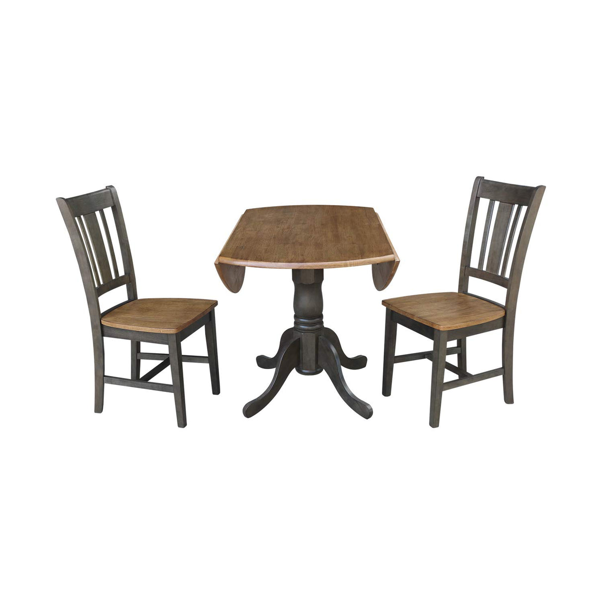 IC International Concepts Chairs Dining Table Set, Hickory/Washed Coal IC International Concepts