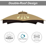 ABCCANOPY Gazebo Replacement Canopy Top for Lowe's Allen Roth #GF-12S004B-1, Beige ABCCANOPY