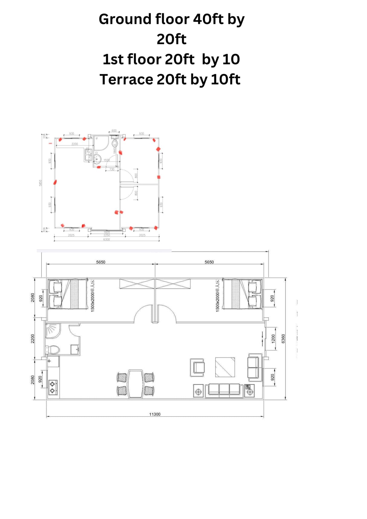 Quick.Simple.Easy SEQ Fully Equipped Double Story 2 bedrooms prefab Expandable Container House 40ft by 20 ft Luxury Home Stairs Included Free Bed Set with Terrace S.E.Q quick.simple.easy