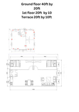 Quick.Simple.Easy SEQ Fully Equipped Double Story 2 bedrooms prefab Expandable Container House 40ft by 20 ft Luxury Home Stairs Included Free Bed Set with Terrace S.E.Q quick.simple.easy