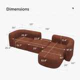 Acanva Luxury Modern Tight Curved Back Velvet Sofa, Minimalist Style Comfy Couch for Living Room Apartment, 4 Seater Modular Sectional, Tangerine Acanva