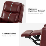 HULALA HOME Genuine Leather Swivel Rocker Recliner, Manual Glider Recliner Chair with Footrest & Adjustable Backrest, Modern Home Theater Lounge Sofa Armchair for Bedroom Living Room, Burgundy HULALA HOME