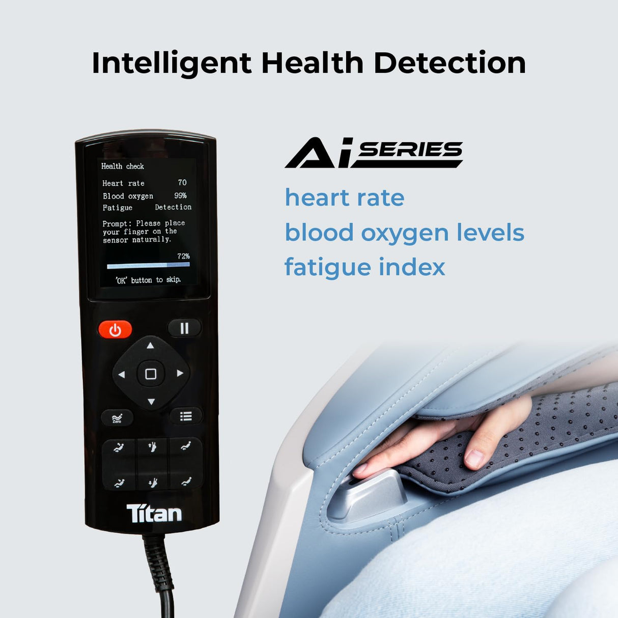 Titan Rejūv 4D l Blue l Full Body Massage Chair l SL Track l Intelligent Health Detection l Ai Series l Voice Recognition l Soothing Heating Therapy l Zero Gravity Reclining l Space Saving Titan