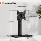 Universal Swivel TV /Table Top TV Stand for 19 to 43 inch TVs with 90 Degree Swivel, 4 Level Height Adjustable, Heavy Duty Tempered Glass Base, Holds up to 99LBS HT02B-001 Hemudu