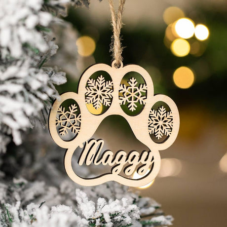 Personalized Dog Cat Paw Ornaments Christmas 2023 Wooden Custom Dogs Cat Pet Name Ornaments Christmas Tree Decoration Gifts for Family ipetlive