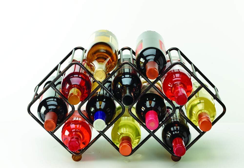 Gourmet Basics by Mikasa 12-Bottle Metal Stackable Wine Storage Rack, Antique Black Gourmet Basics by Mikasa