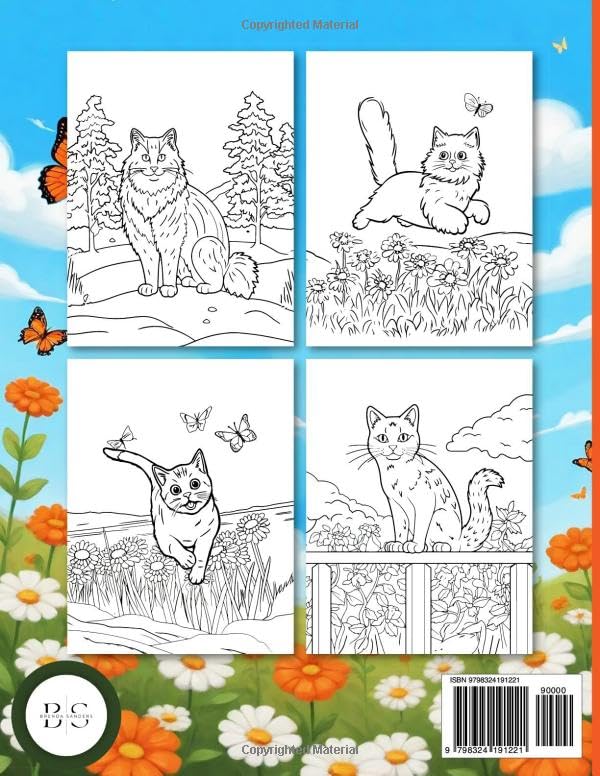 Cute Cats Coloring Book: Relaxing Activity for Kids and Adults - 50 Designs of Playful Kittens for Stress Relief and Fun