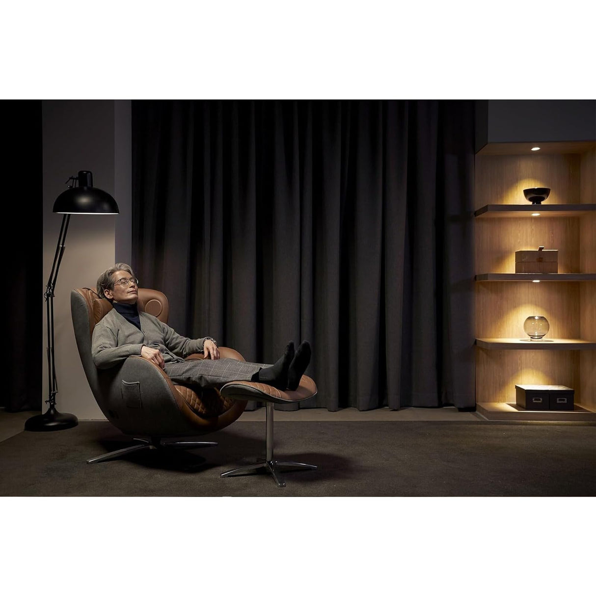 Nouhaus Classic Massage Chair with Ottoman – Caramel Leather Recliner with Percussive Shiatsu Massager, Built-in Speaker & Full Body Spot Massage – Ultimate Comfort for Home & Office Nouhaus