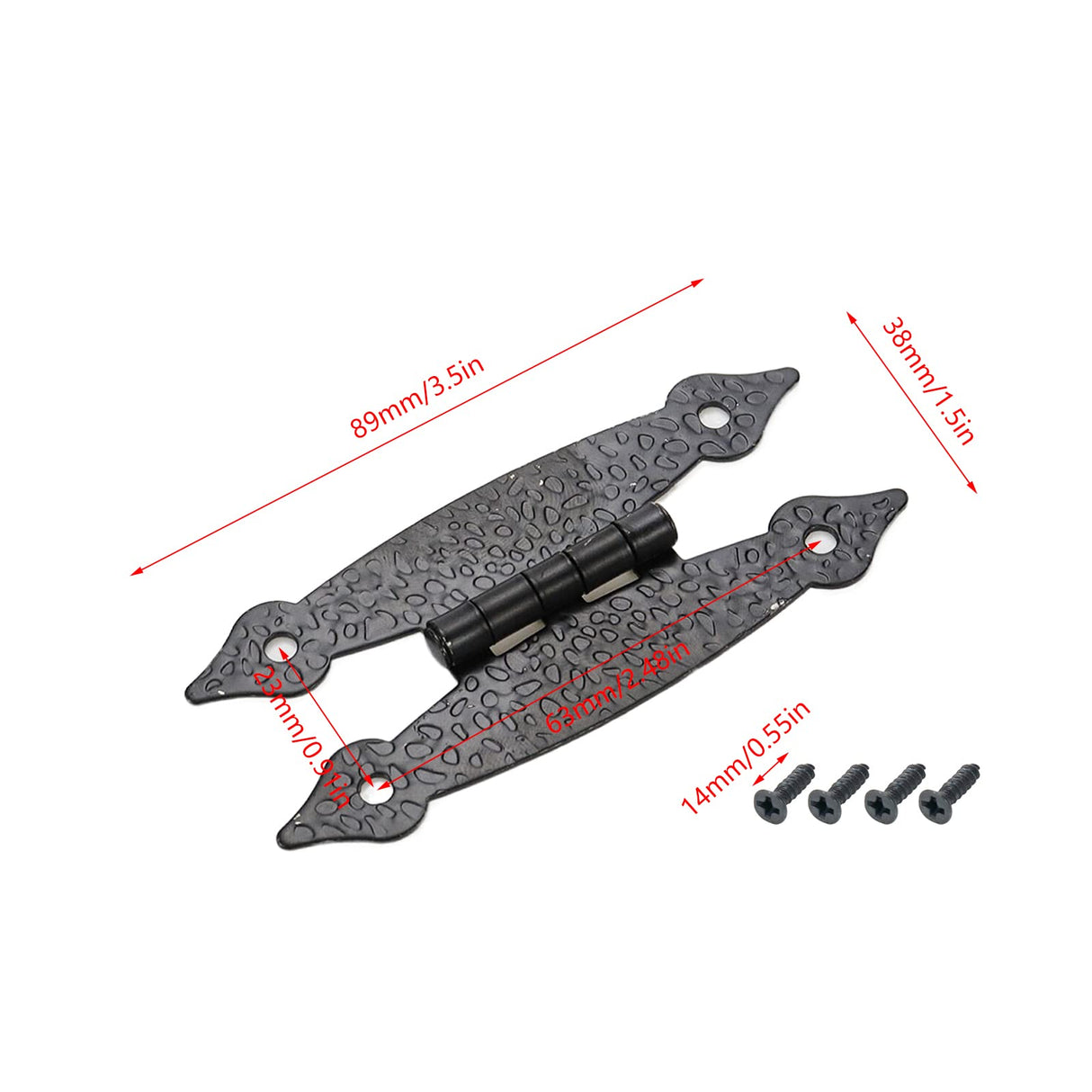 Pastlla 10pcs Cabinet Hinge Antique H Hinges Cold Rolled Steel Flat Hinges Decorative Hinges Hardware for Cabinet Cupboard Jewelry Box Door Black 3.5 Inch Pastlla