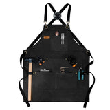 KEMITAC Barbecue Apron For Men, Men Cooking Apron, Work Apron, Gardening Apron, Welding Apron - Waterproof, Fireproof, Adjustable Straps, Many Pockets, Dirt-Repellent - Black Canvas KEMITAC