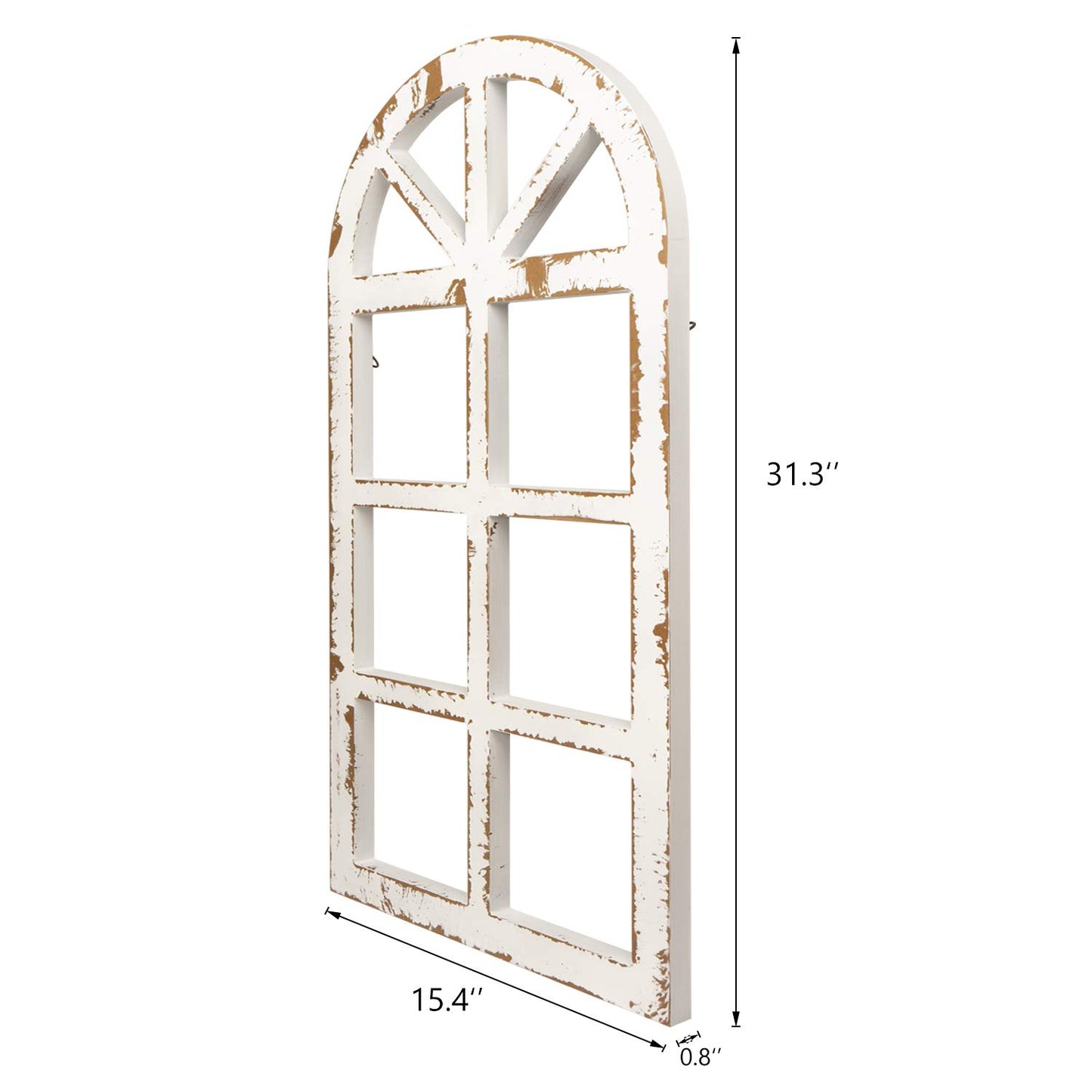 Toppay 2-Pack Distressed Arched Cathedral Window Frame Wall Decor, Antique White, 32 inchx16 inch - WoodArtSupply